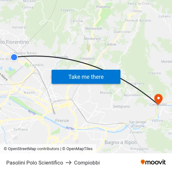 Pasolini Science Center to Compiobbi map