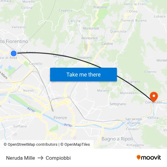 Neruda Mille to Compiobbi map