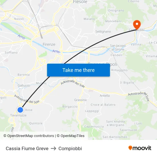 Cassia Greve River to Compiobbi map