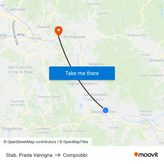Prada Factory Valvigna to Compiobbi map