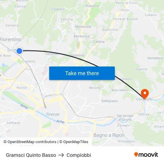 Gramsci Quinto Basso to Compiobbi map