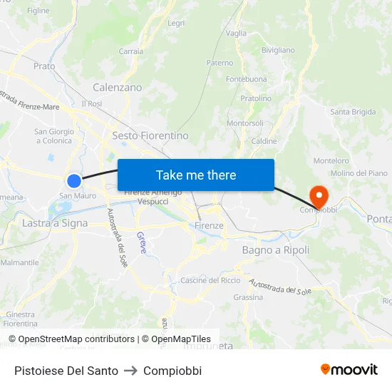 Pistoiese Del Santo to Compiobbi map
