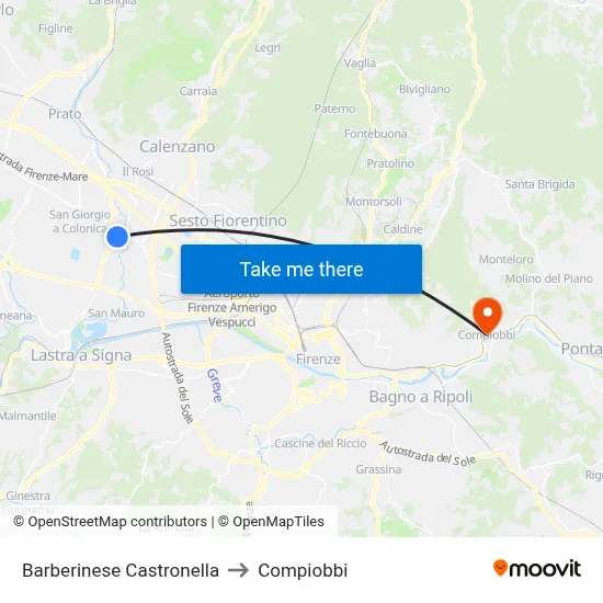 Barberinese Castronella to Compiobbi map