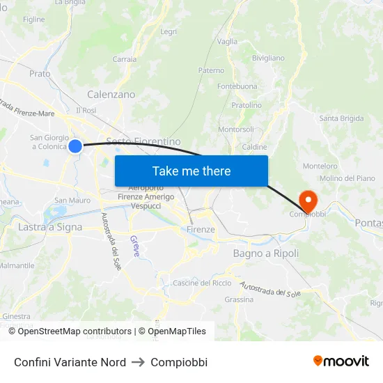 Northern Variant Borders to Compiobbi map