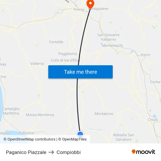 Paganico Square to Compiobbi map