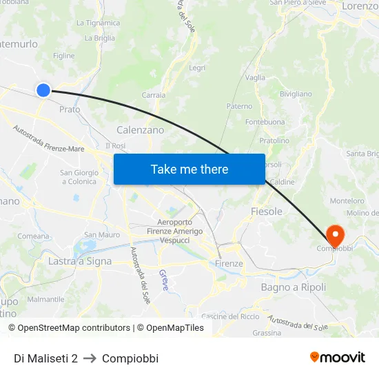 Maliseti 2 to Compiobbi map