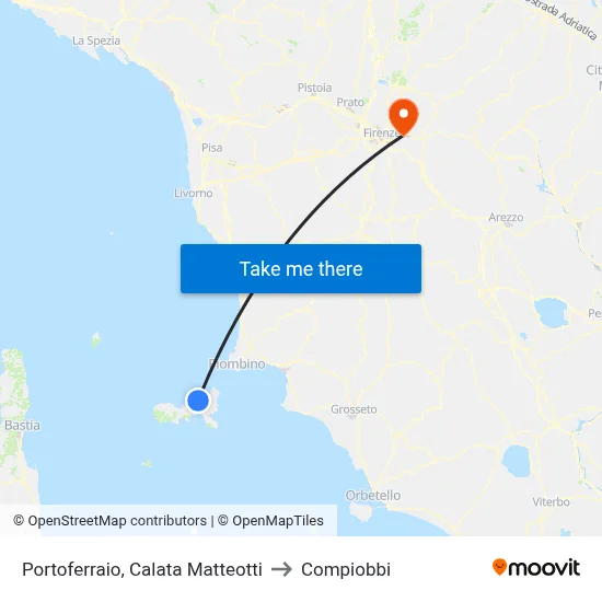 Portoferraio, Matteotti Dock to Compiobbi map