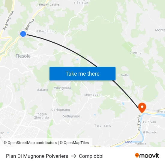 Pian Di Mugnone Powder Magazine to Compiobbi map