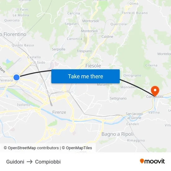 Guidoni to Compiobbi map