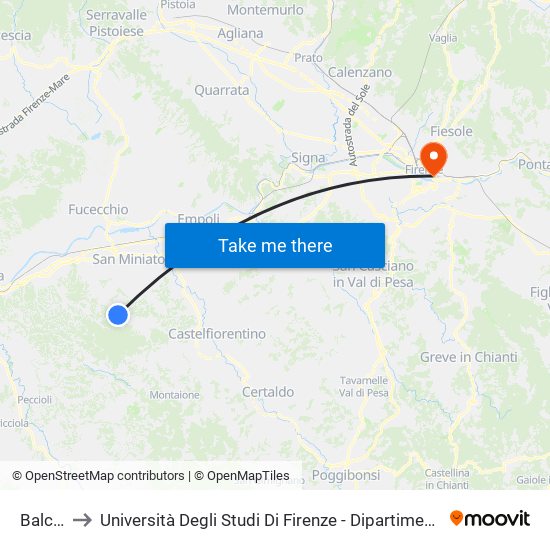 Balconevisi to Università Degli Studi Di Firenze - Dipartimento Di Architettura - Plesso Di Santa Teresa map