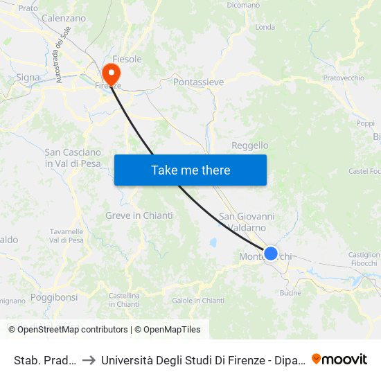 Stab. Prada Valvigna to Università Degli Studi Di Firenze - Dipartimento Di Lettere E Filosofia map