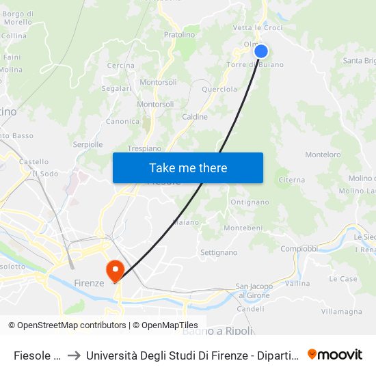 Fiesole Case Nuove to Università Degli Studi Di Firenze - Dipartimento Di Architettura - Plesso Di Santa Verdiana map