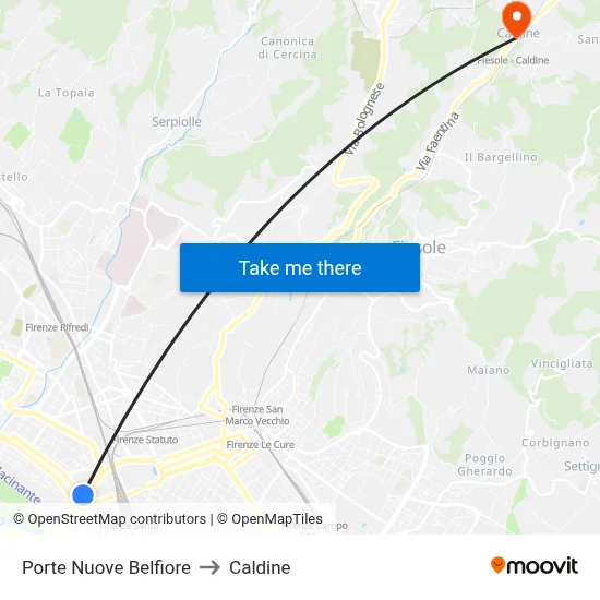 Porte Nuove Belfiore to Caldine map