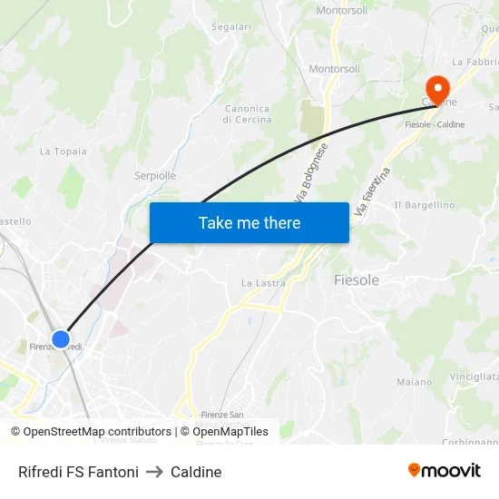 Rifredi Station Fantoni to Caldine map