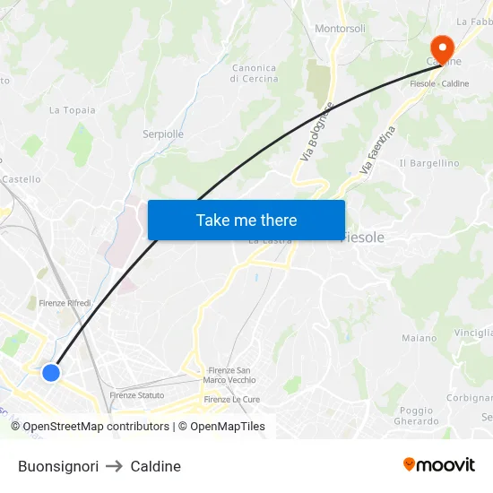 Buonsignori to Caldine map