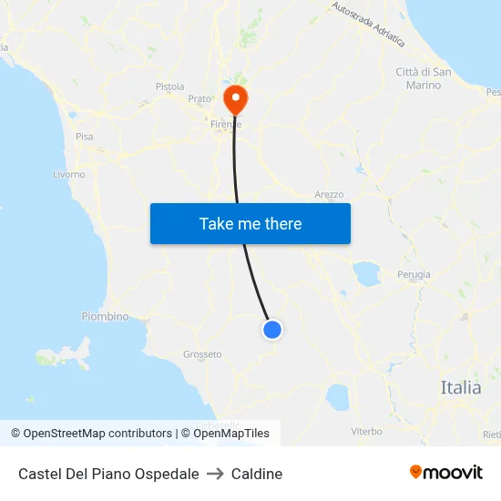 Castel Del Piano Hospital to Caldine map