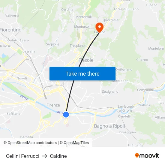 Cellini Ferrucci to Caldine map