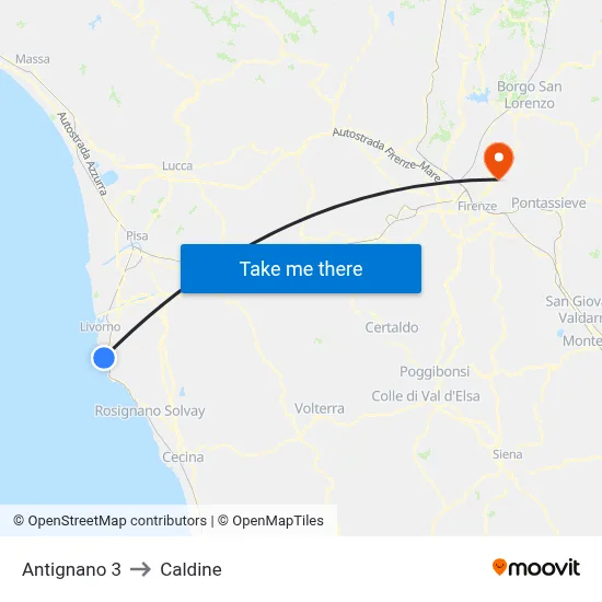 Antignano 3 to Caldine map