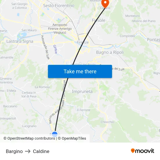 Bargino to Caldine map