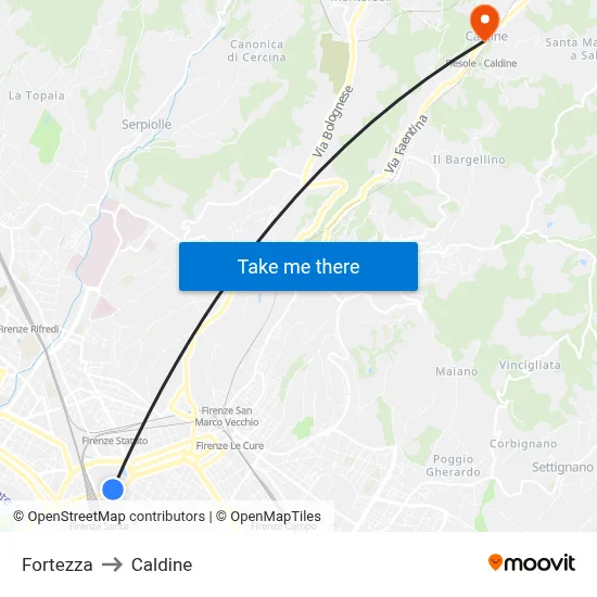 Fortress to Caldine map