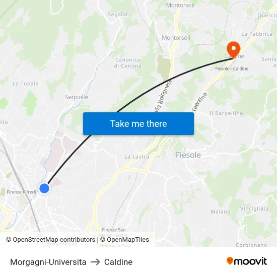 Morgagni-University to Caldine map