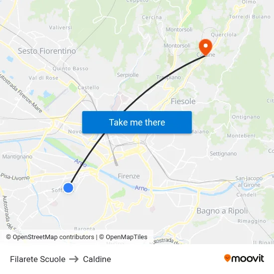 Filarete Schools to Caldine map