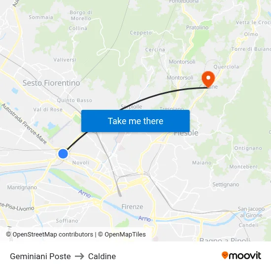Geminiani Post Office to Caldine map