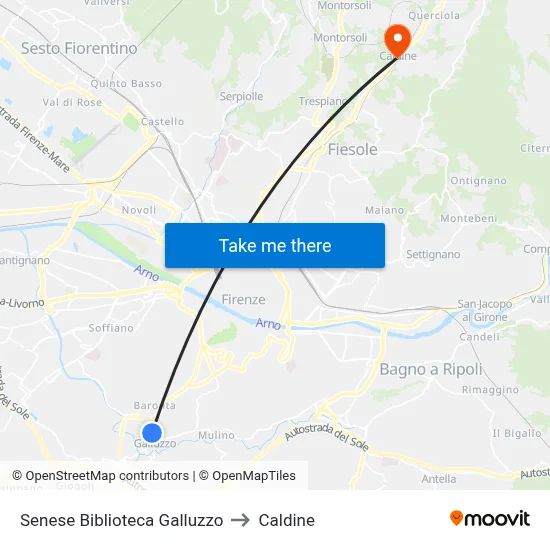 Senese Galluzzo Library to Caldine map