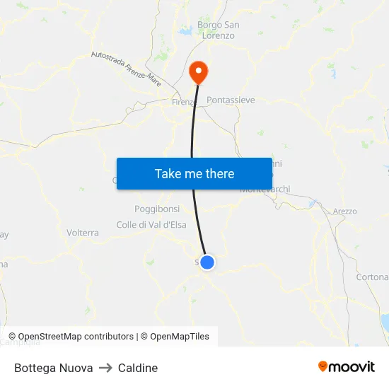 New Shop to Caldine map