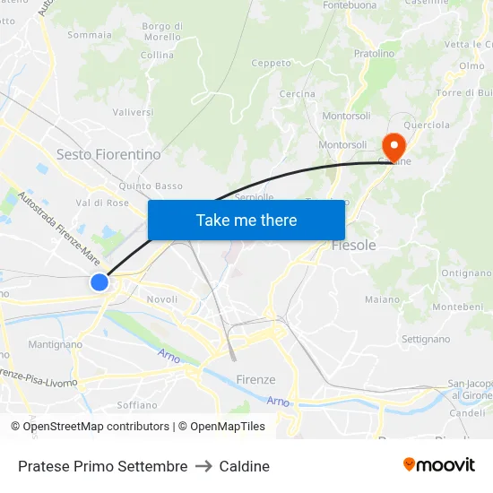 Pratese First September to Caldine map