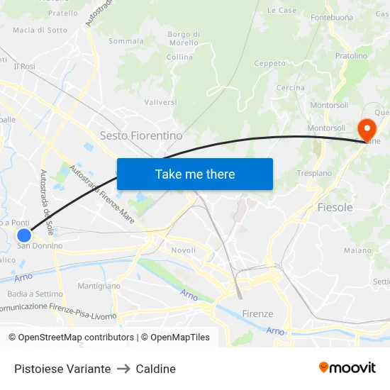 Pistoiese Variant to Caldine map
