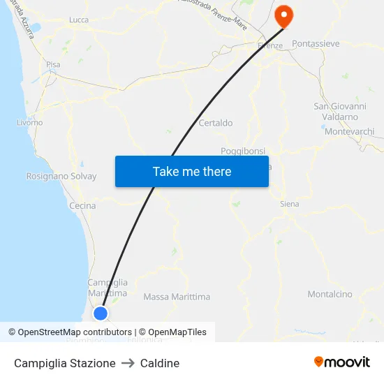 Campiglia Station to Caldine map