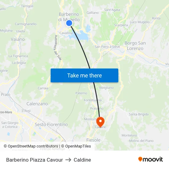 Barberino Piazza Cavour to Caldine map