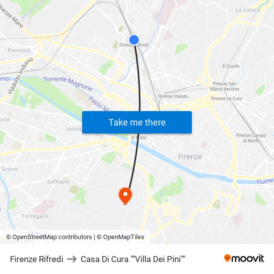 Firenze Rifredi to Casa Di Cura ""Villa Dei Pini"" map