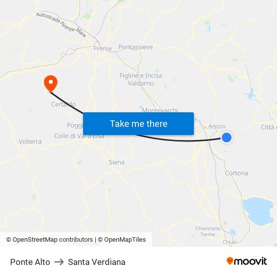 Ponte Alto to Santa Verdiana map