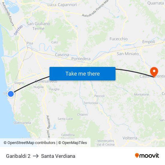 Garibaldi 2 to Santa Verdiana map