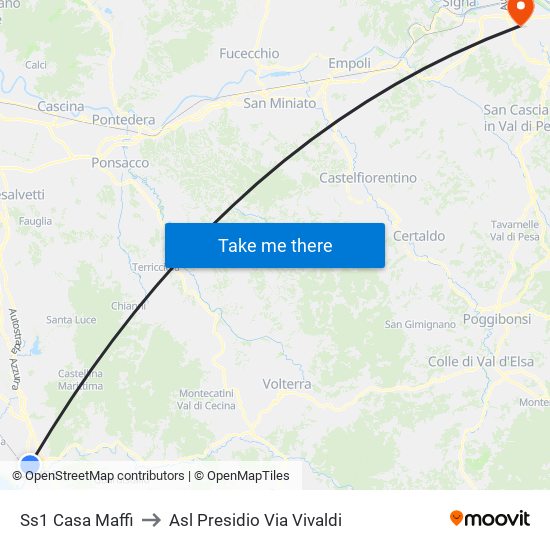Ss1 Casa Maffi to Asl Presidio Via Vivaldi map