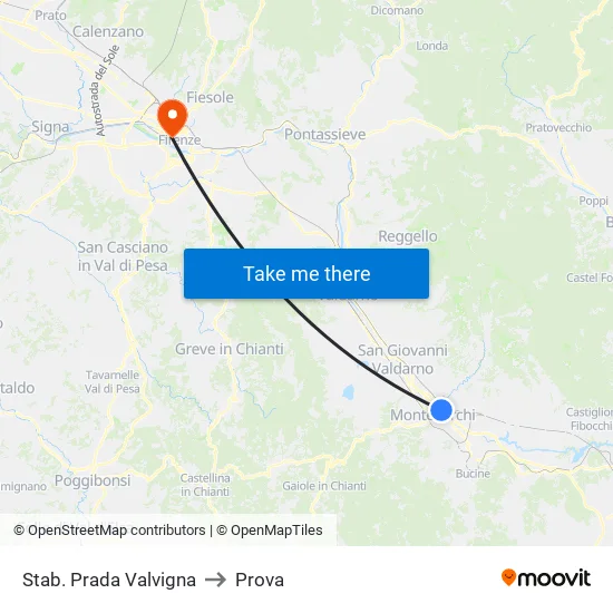 Prada Factory Valvigna to Prova map