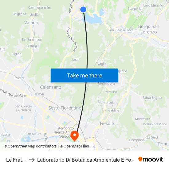 Le Fratine to Laboratorio Di Botanica Ambientale E Forestale map