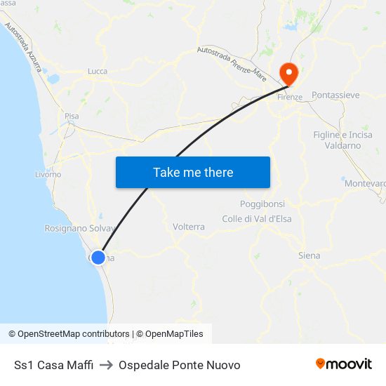 Ss1 Casa Maffi to Ospedale Ponte Nuovo map