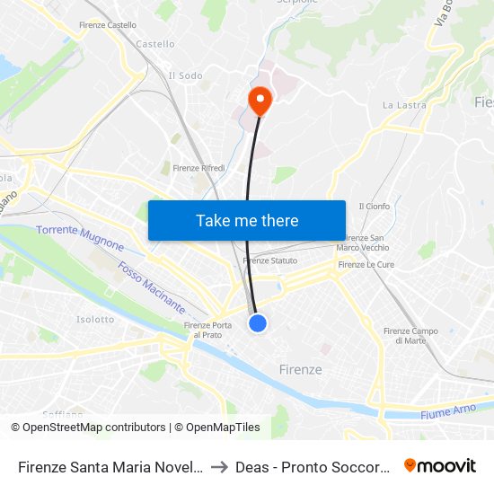 Firenze Santa Maria Novella to Deas - Pronto Soccorso map