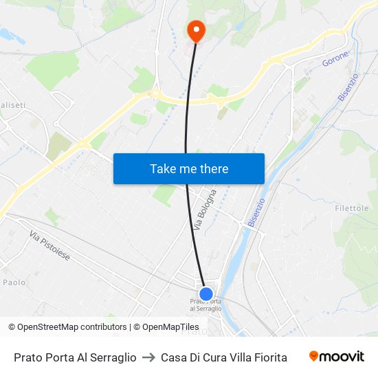 Prato Porta Al Serraglio to Casa Di Cura Villa Fiorita map