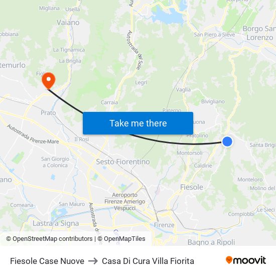 Fiesole Case Nuove to Casa Di Cura Villa Fiorita map