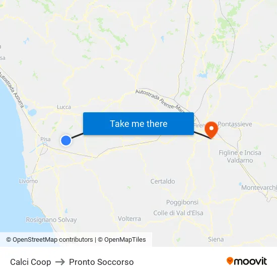 Calci Cooperative to Emergency Room map