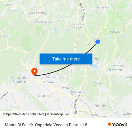 Monte Di Fo to Ospedale Vecchio Pistoia 18 map