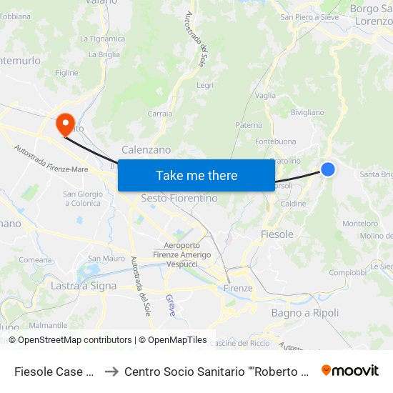 Fiesole Case Nuove to Centro Socio Sanitario ""Roberto Giovannini"" map