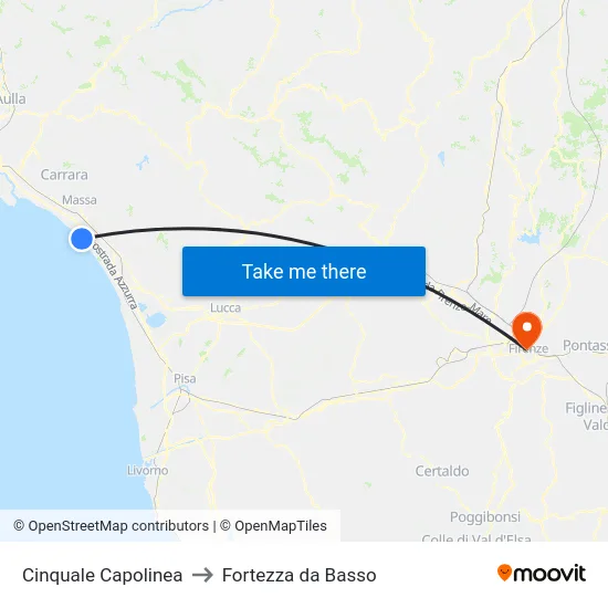 Cinquale Capolinea to Fortezza da Basso map