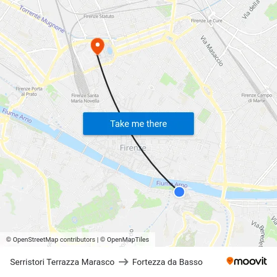 Serristori Terrazza Marasco to Fortezza da Basso map