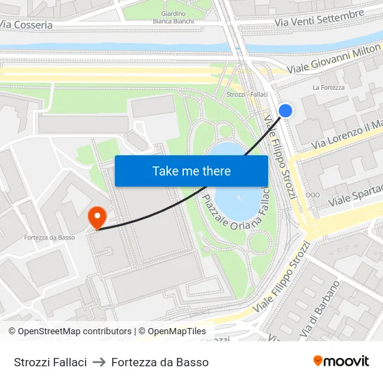 Strozzi Fallaci to Fortezza da Basso map