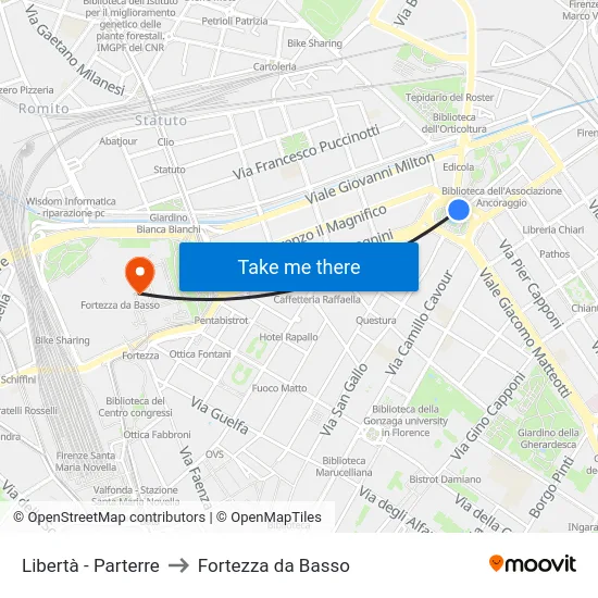 Libertà - Parterre to Fortezza da Basso map